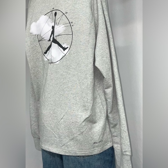 Air Jordan Large Retro Gray Black Pullover Fleece Hooded Pocketed Sweatshirt New - Picture 10 of 11